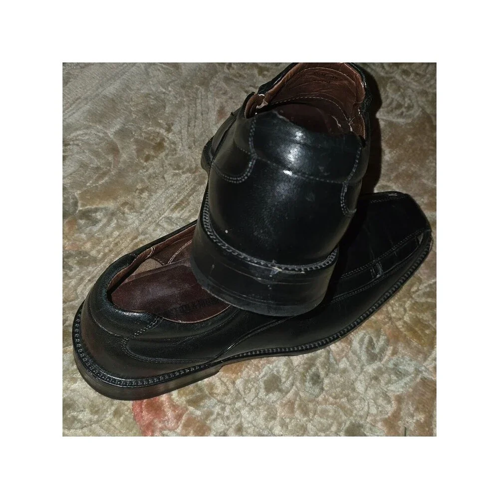 Johnston & Murphy Shoes Men's Size 8.5 8-1/2  Black Leather Loafers Slip On